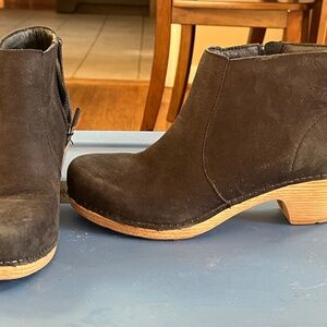 Dansko black booties with wooden soles